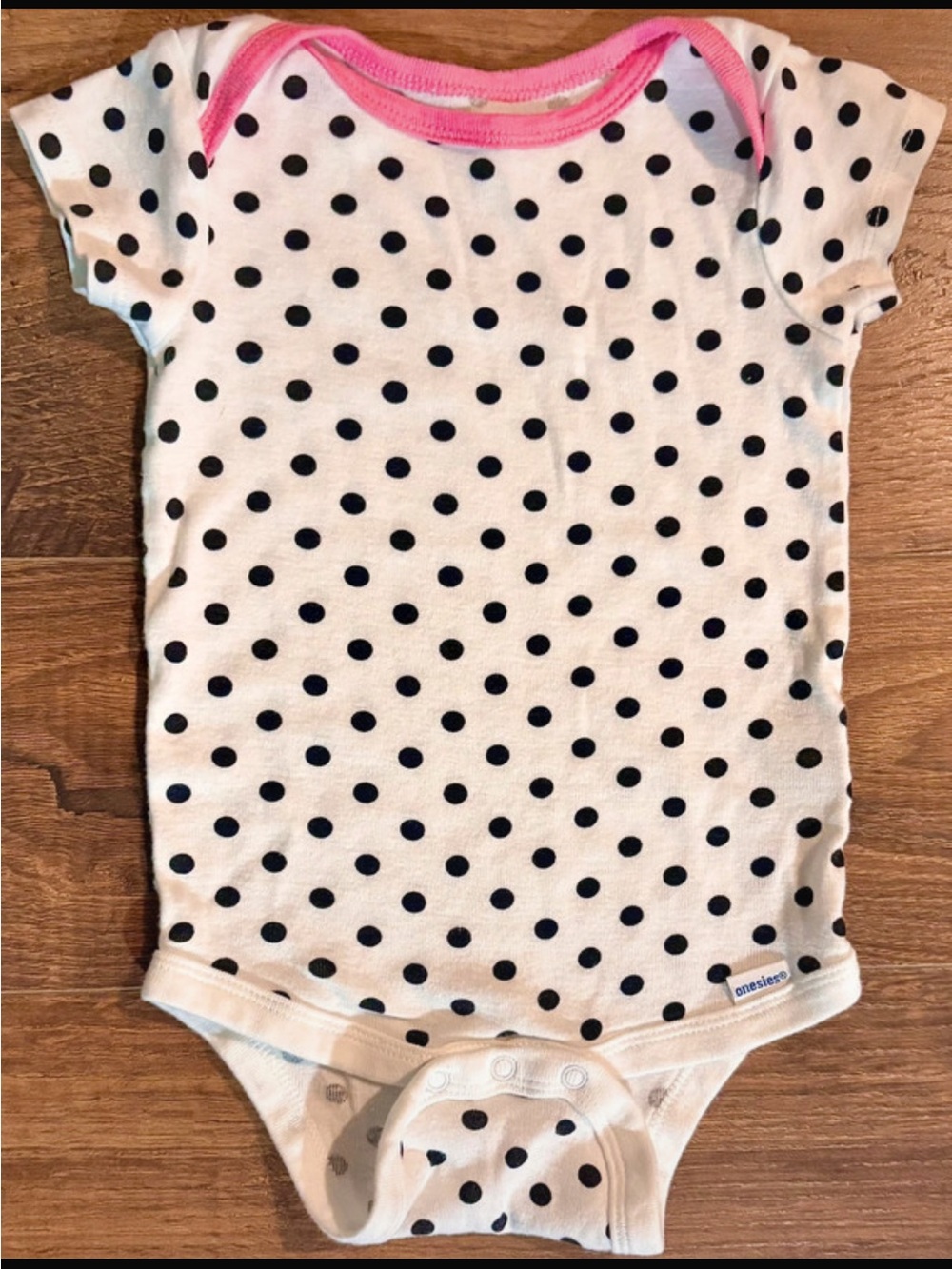 Gerber White Polka Dot Onesie with Pink Trim